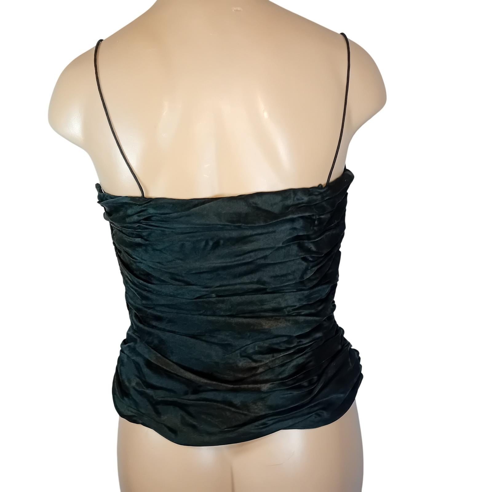 90s Vintage Y2K Lipton’s Ruched Silk Cami Top Cocktail Goth Club Festival 8 READ