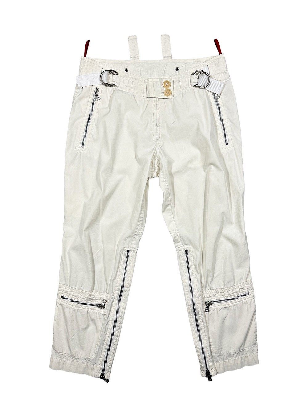 Prada White Aviator Zipper Cargo Capri Pant – Size 38IT / Fits Size XS-S