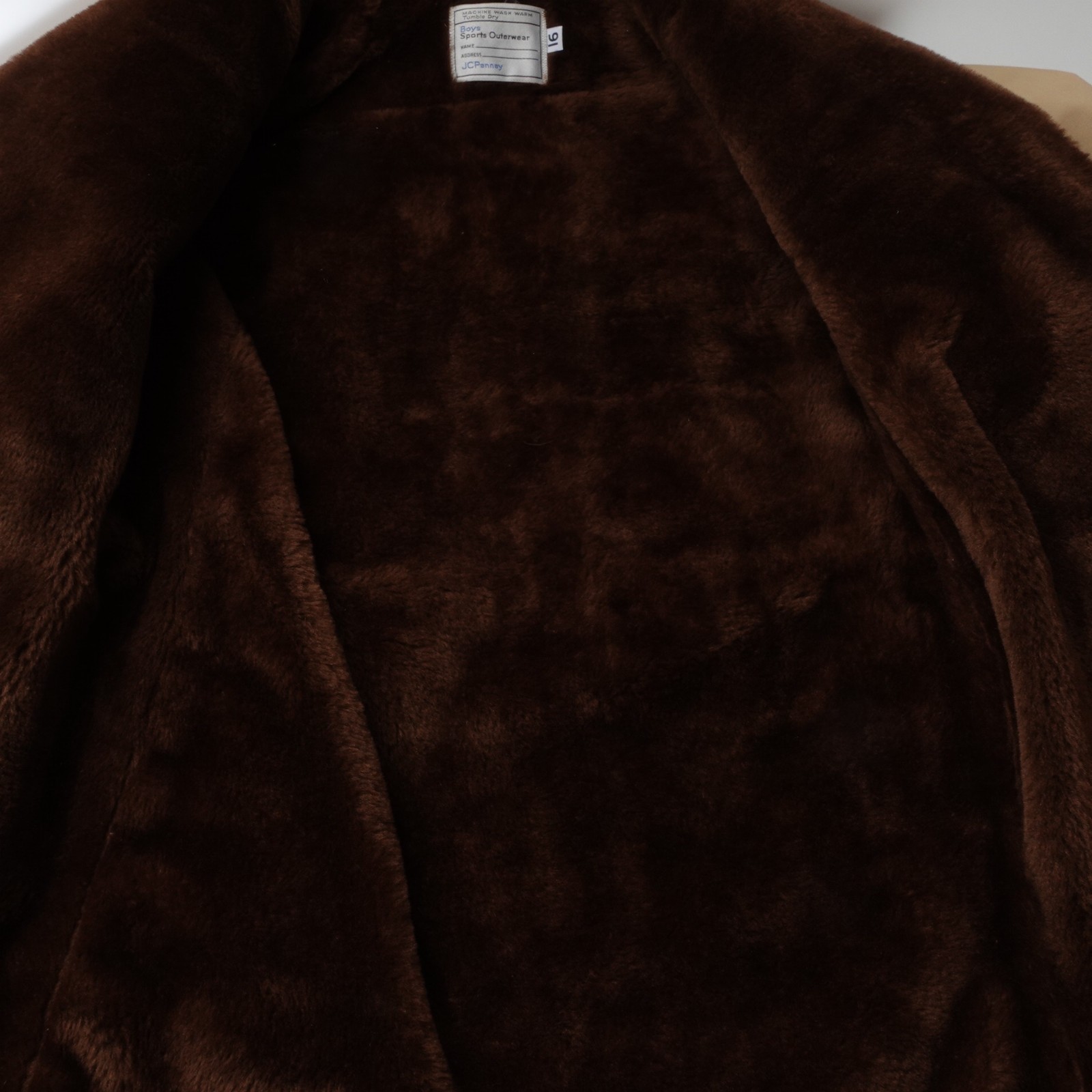 Vintage 70s Boys / Women’s Faux Fur Sherpa Lined Canvas Jacket Size Medium Coat