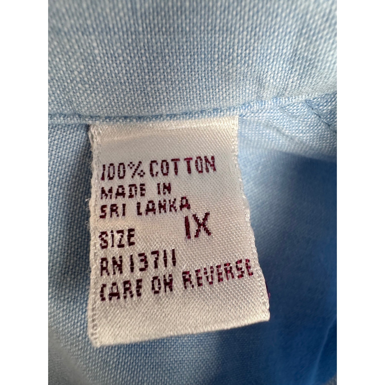 Vtg 90’s Women 1X 100% cotton light blue button shirt Summer vacation coastal