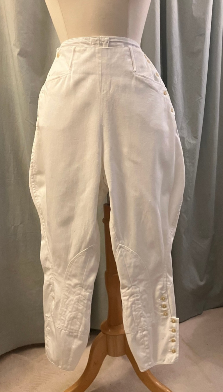 Antique white linen Riding Suit habit Jodhpurs M/L from Main Line estate 1920s