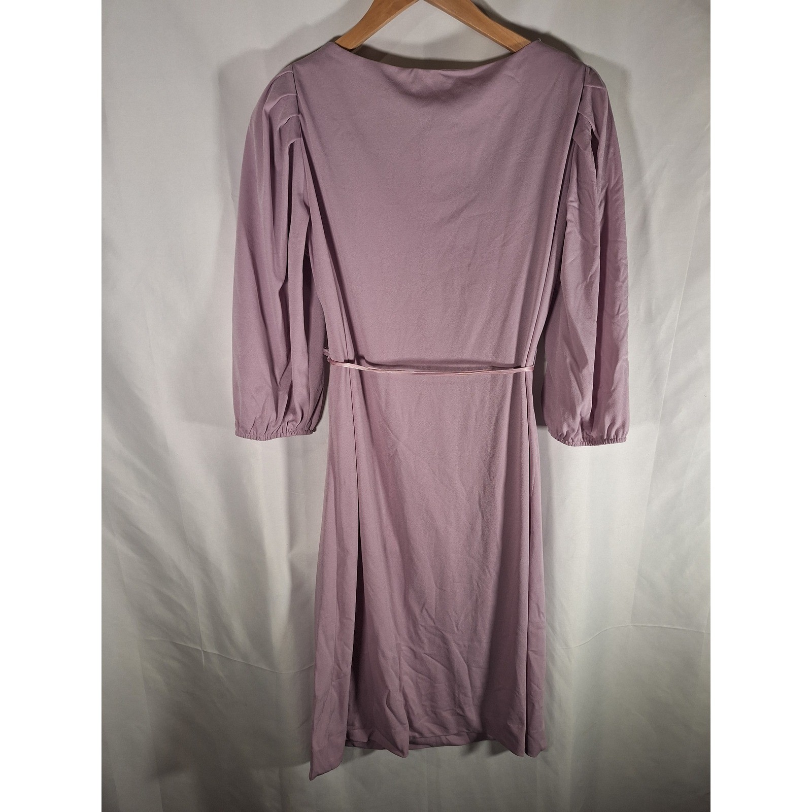 Vintage Lorac Original Lady Carol Mauve Puff Sleeve Pintuck Pleated Belted Dress