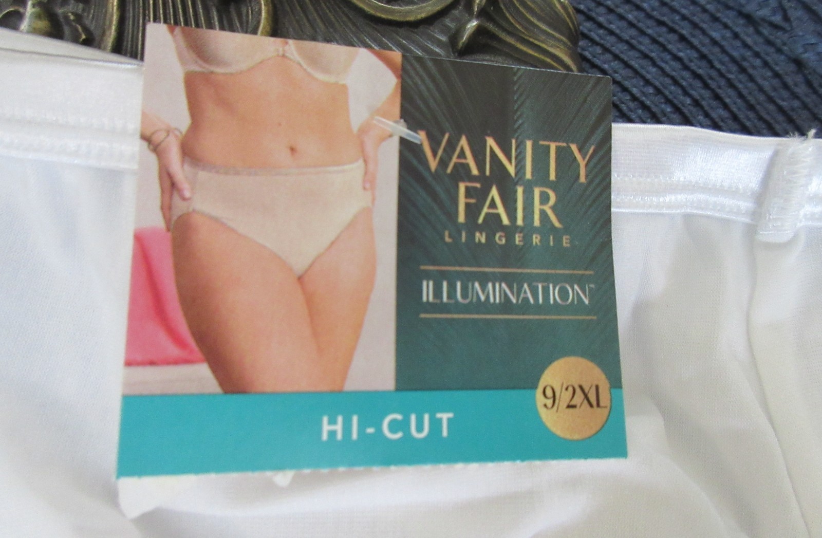 VTG WEDDING VANITY FAIR 13108 nylon stretch WHITE slek MEGA HI LEG panties 9/2XL