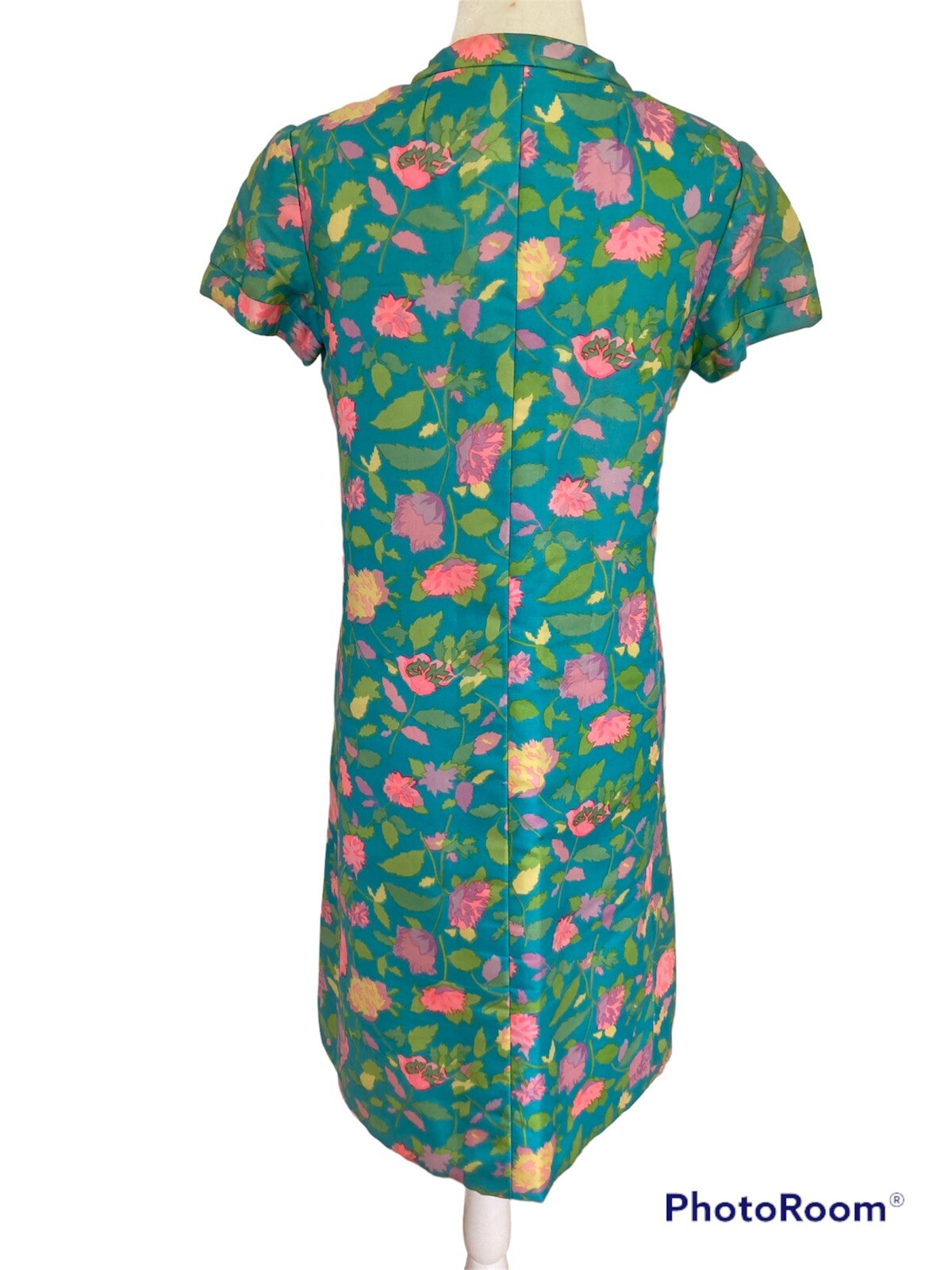 STUNNING! Vintage 60’s BERGDORF GOODMAN Silk Floral Custom Party Shift Dress 6-8
