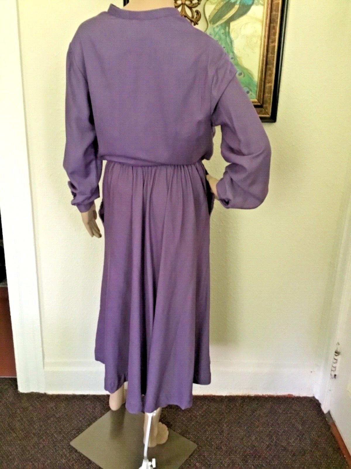 70’s Vintage Purple Boho Lace Ruffle Western Blouse Midi Skirt Set