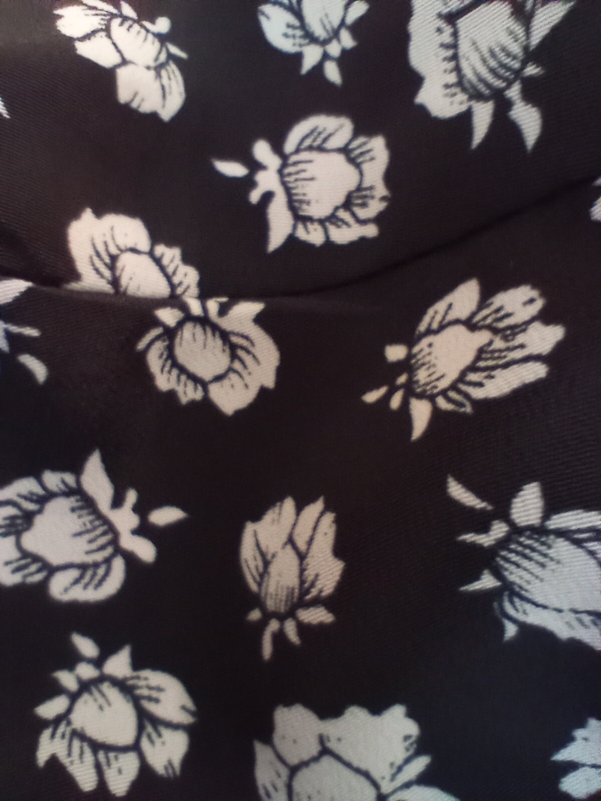 VTG 80s Breli 3/4 Sleeve Black White Floral Midi Dress Made in USA Gold Buttons