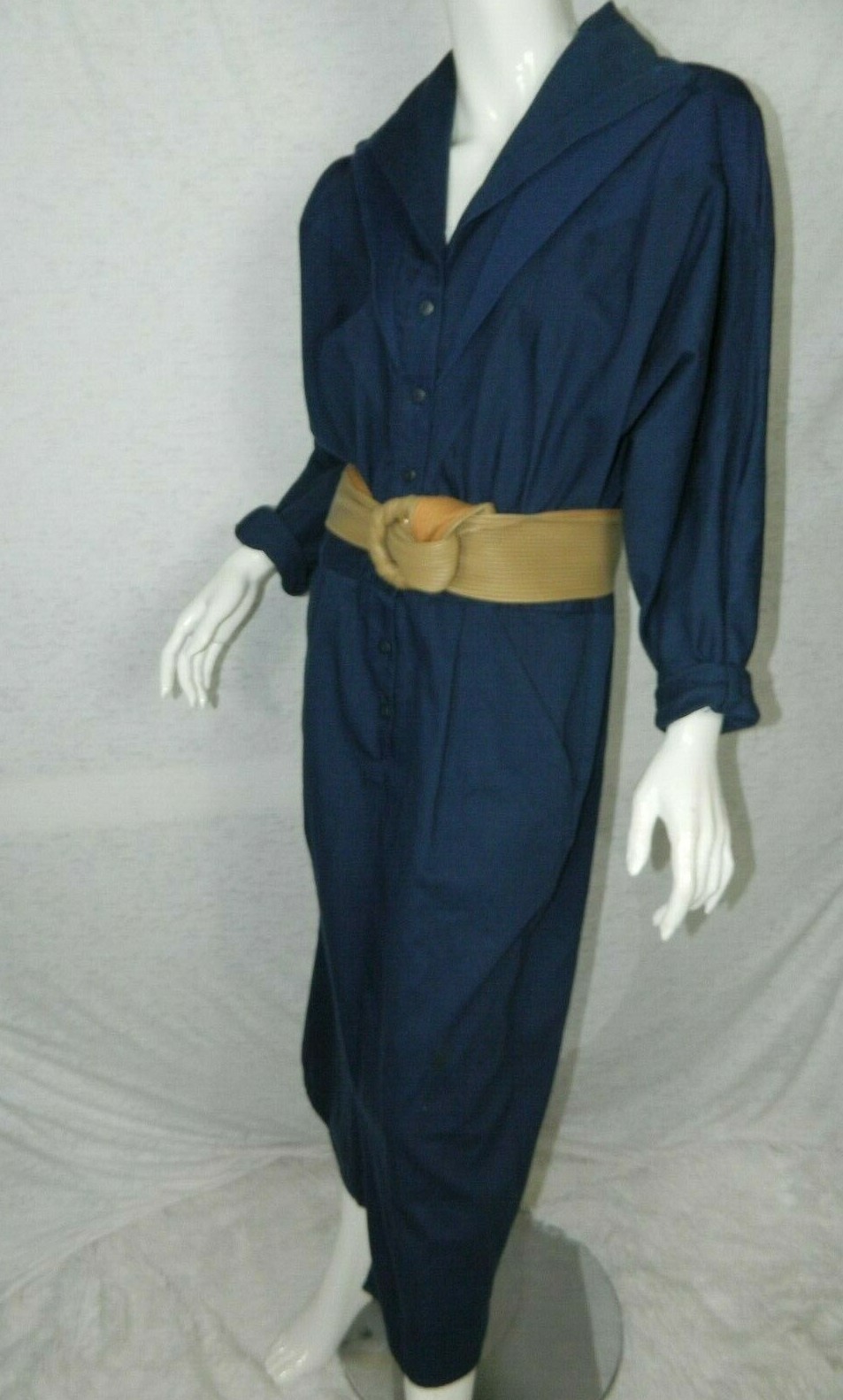 Paquette Too Dress Vintage 80’s 90’s Blue Overall Button Maxi Size 12