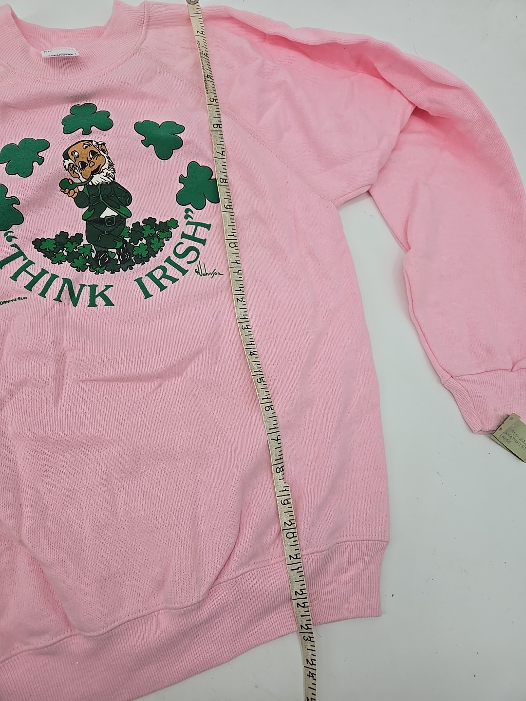 Vintage Deadstock 1980s Pink Sweatshirt, Think Irish, Hanes L 14-16 Womens Xs