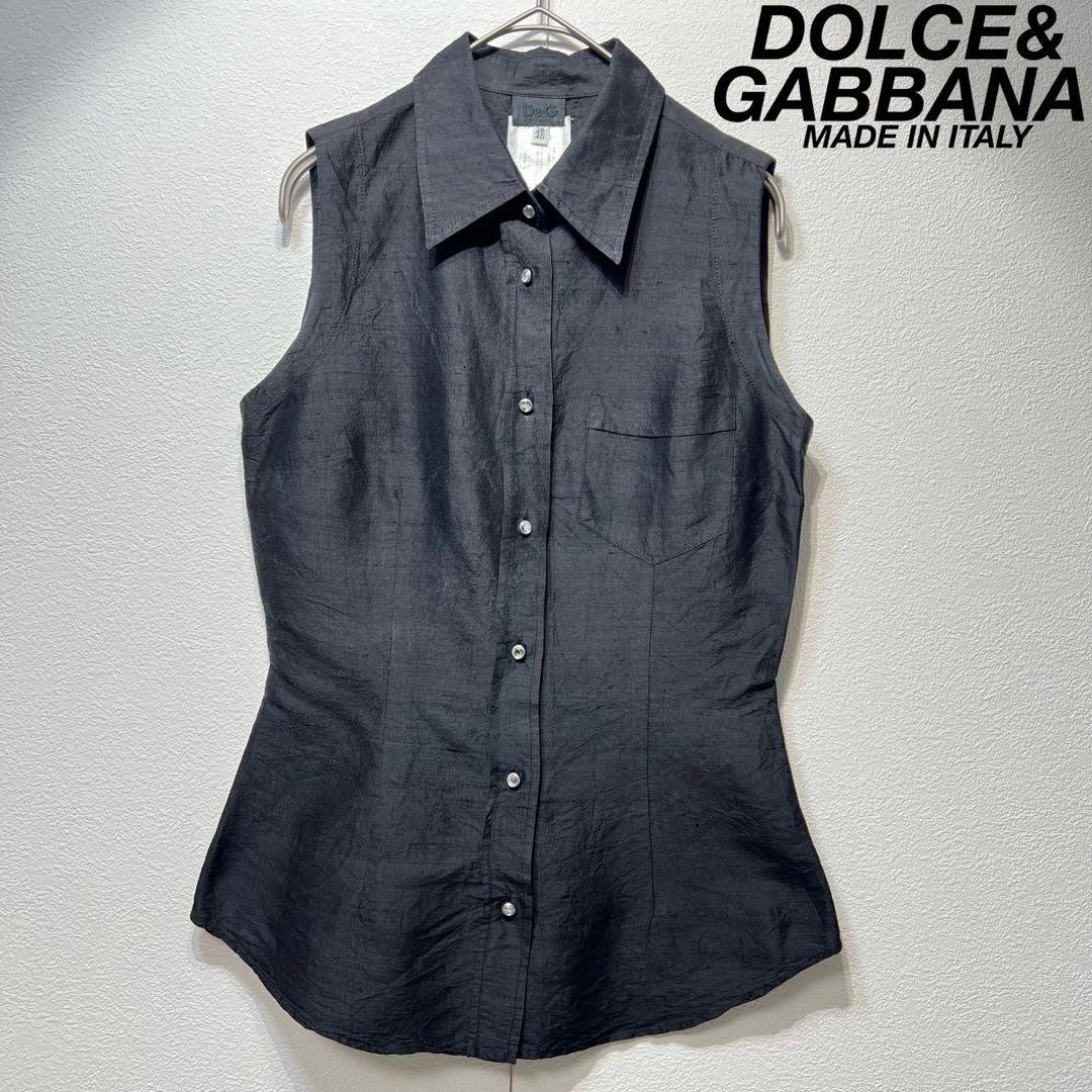 Dolce & Gabbana Vintage Silk sleeveless designer shirt in black