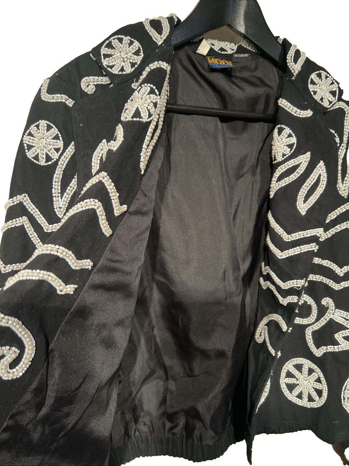 MODI BEADED SEQUINS-Vintage-Denim Jacket E/C Small 6-8 Heavy