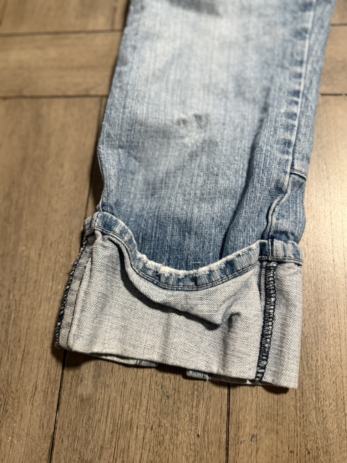 Vintage Y2K Baby Phat Woman Size 3 Blue Straight Leg Cuffed Capri Jeans Denim