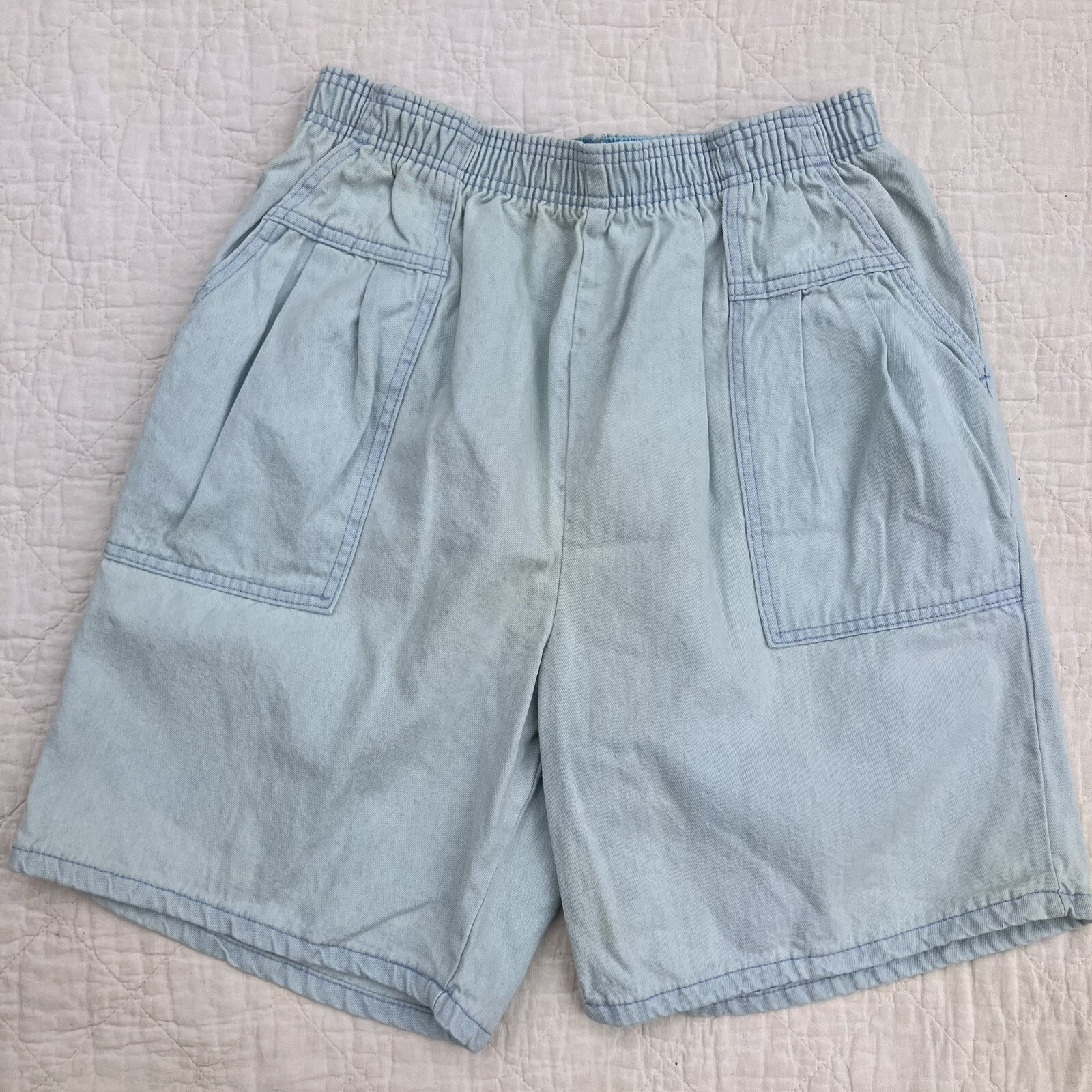 Carriage Court Sport Womens Denim Shorts 100% Cotton Elastic Waist VTG SZ 14 EUC