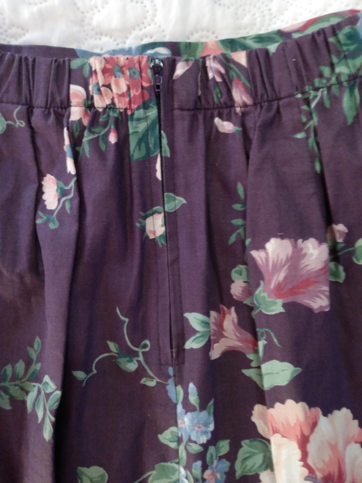 VTG 80s 90s Skirt Set Purple Peplum Floral 1940s Style Cottagecore Retro Size 8