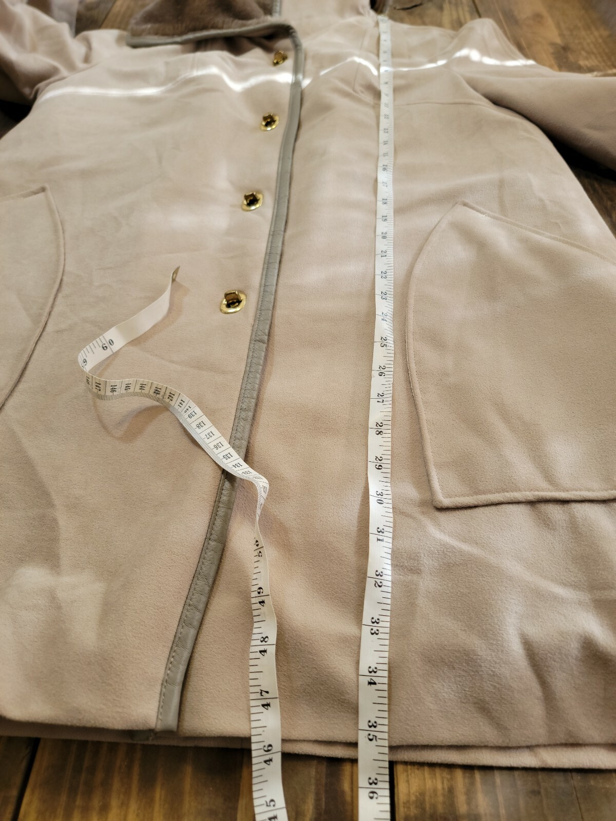 Vtg Country Pacer Wool Long Fur Collar Car Swing Coat Womens Sz L/XL Beige Tan