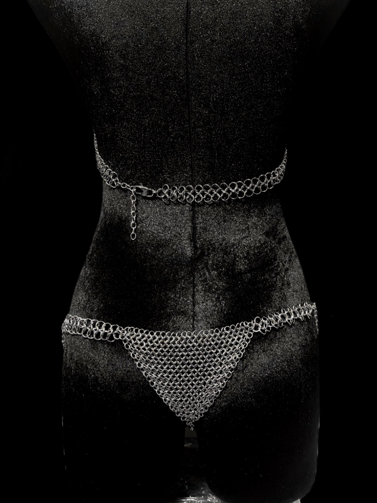 Gothic Chainmail Lingerie Set Handmade Armor Bra Panty Metal Bikini Silver