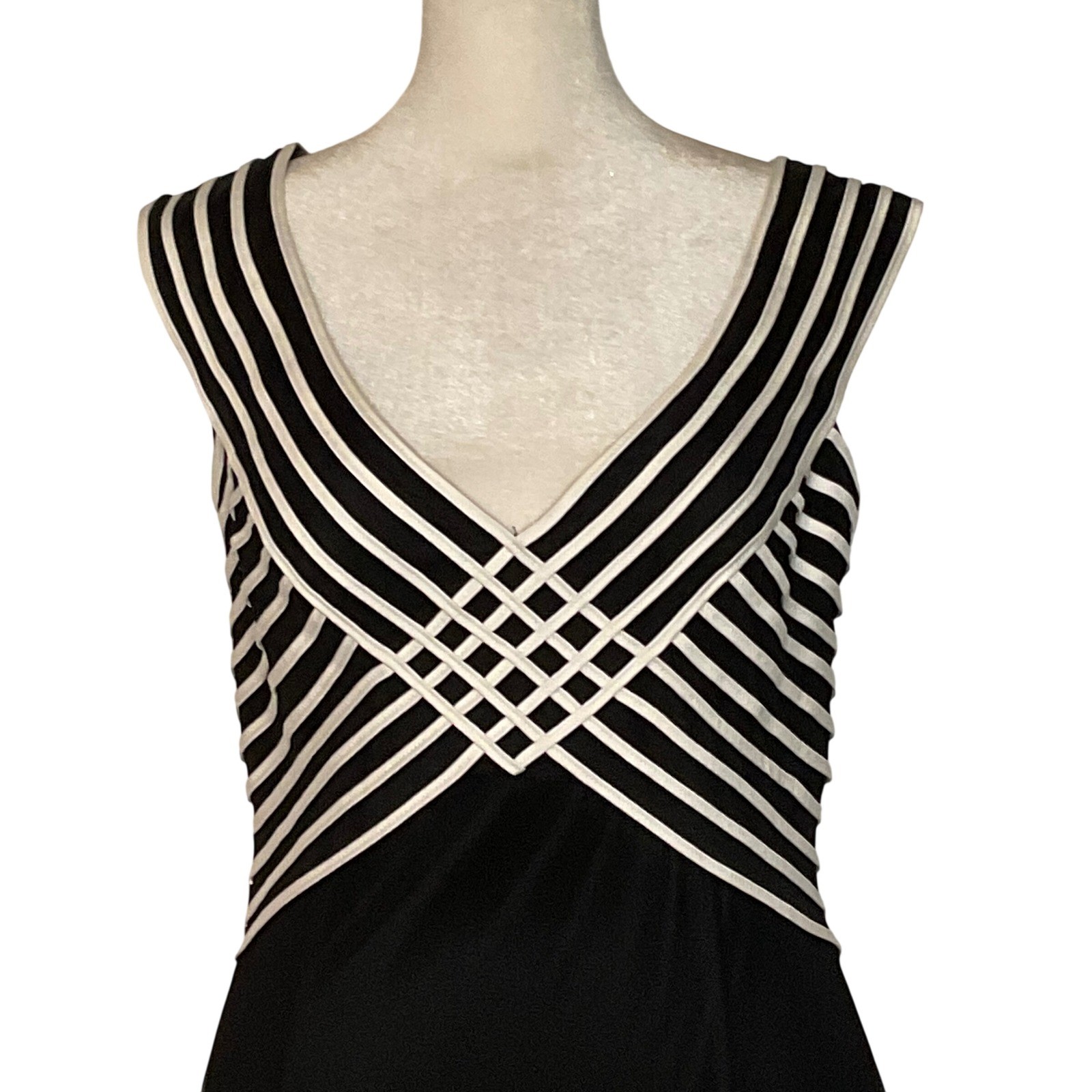 Vintage Tadashi shoji Neiman Marcus women’s maxi dress black white large 731272L
