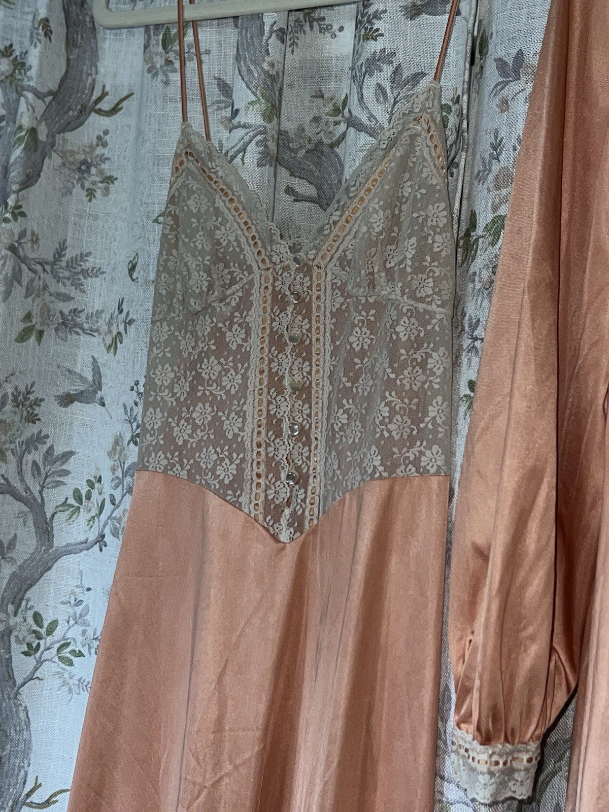 Vintage Pin-up 50”s Henson Kickernick Peach Lace Babydoll Nightgown Robe Set Sm