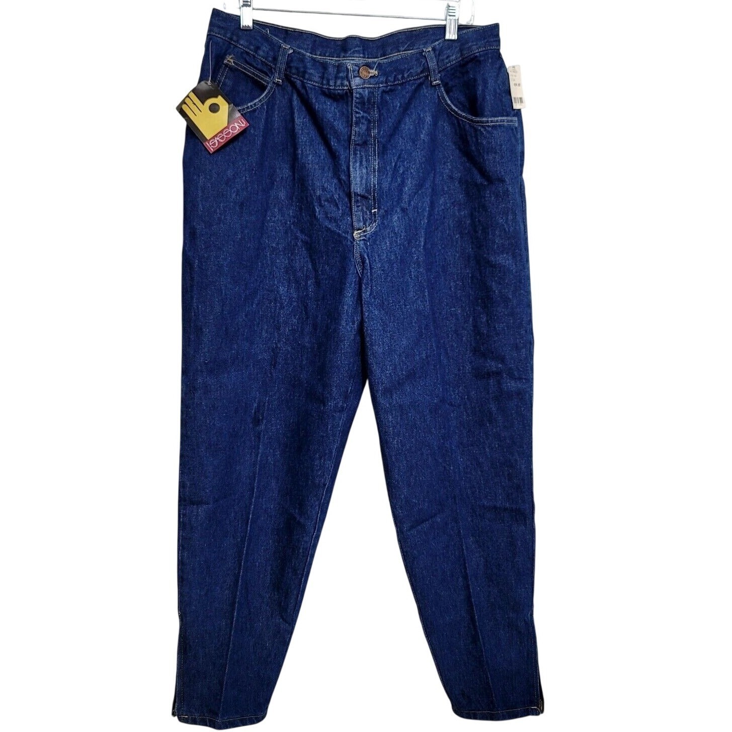 Vintage Sasson High Waisted Tapered Ankle Zip Jeans Dark Wash Denim Size 36 NOS