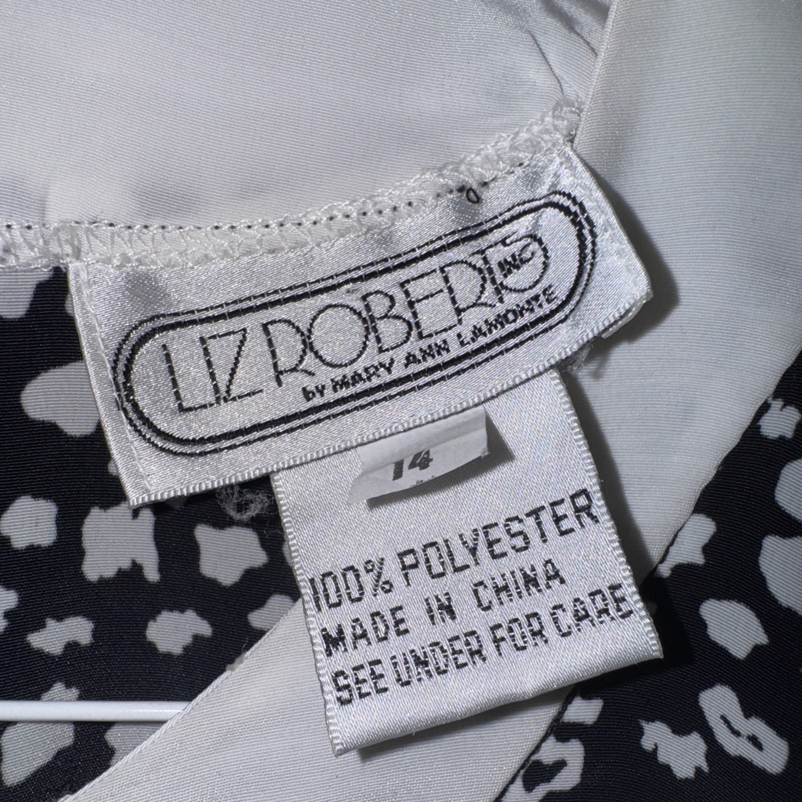 Black White Liz Roberts By Mary Ann Lamonte Vintage Dress Size 14