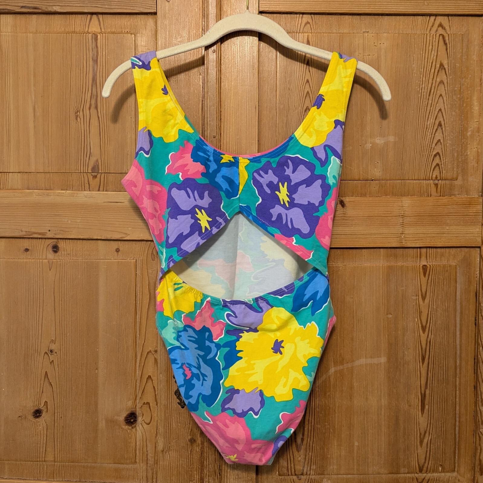 Set of 4 VTG 80s Athleisure – Floral Bodysuit Leotard Bra Crop Top Color Dance