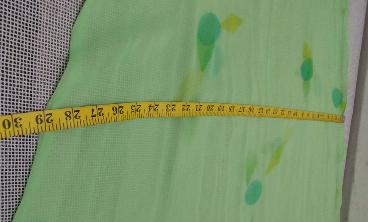 Vintage Psychedelic Jade Green Silk Chiffon Wide Bell Sleeves Maxi Gown Sheer L