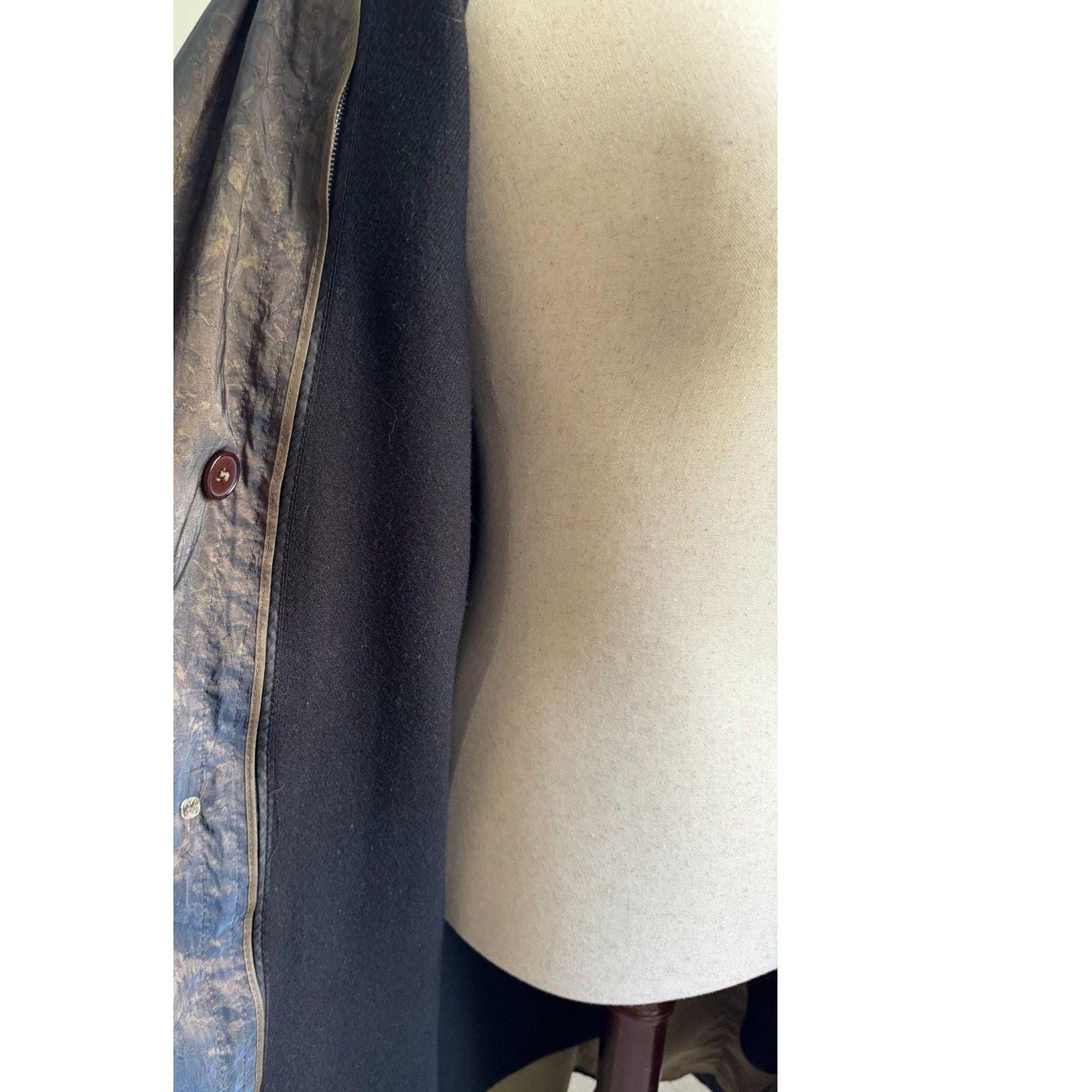 Vintage 90s London Fog Blue Gray Jacquard Trench Duster Jacket Women’s Size 10