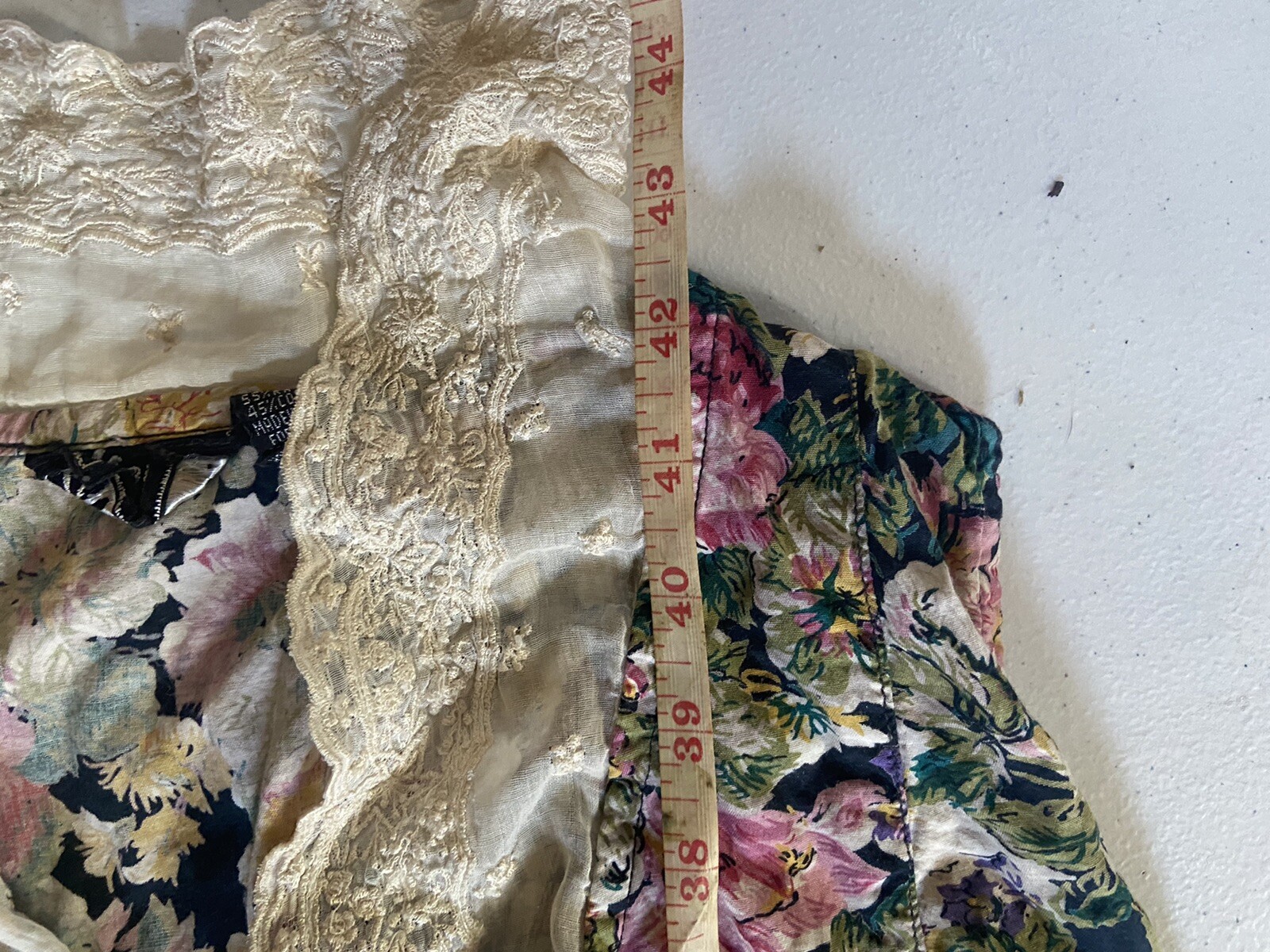 PHOOL 70s Vintage Lace Collar Floral Button Down Sleeveless Dress Size L