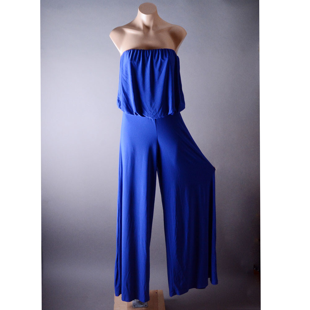 Royal Blue Womens Strapless Evening Party Playsuit Casual Jumpsuit Romper S M L