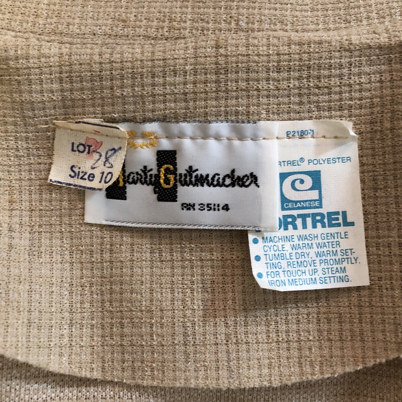 Marty Gutmacher Jacket Size 10 Tan Fortrel Polyester Blazer Vintage ILGWU NWT