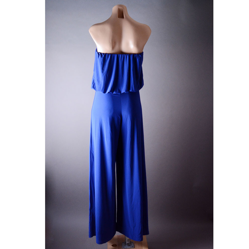 Royal Blue Womens Strapless Evening Party Playsuit Casual Jumpsuit Romper S M L