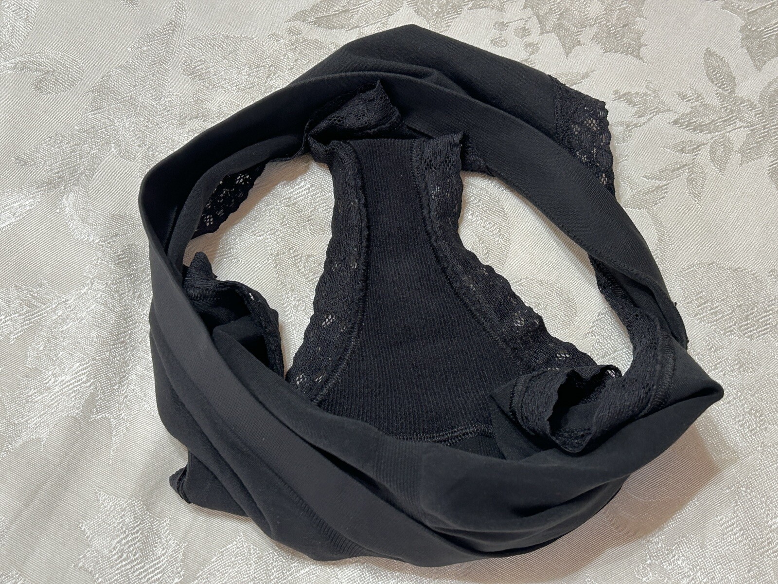Vtg CACIQUE Tactel Nylon Lace Trim Hi-Cut 18/20 Black Shaping Panties #258