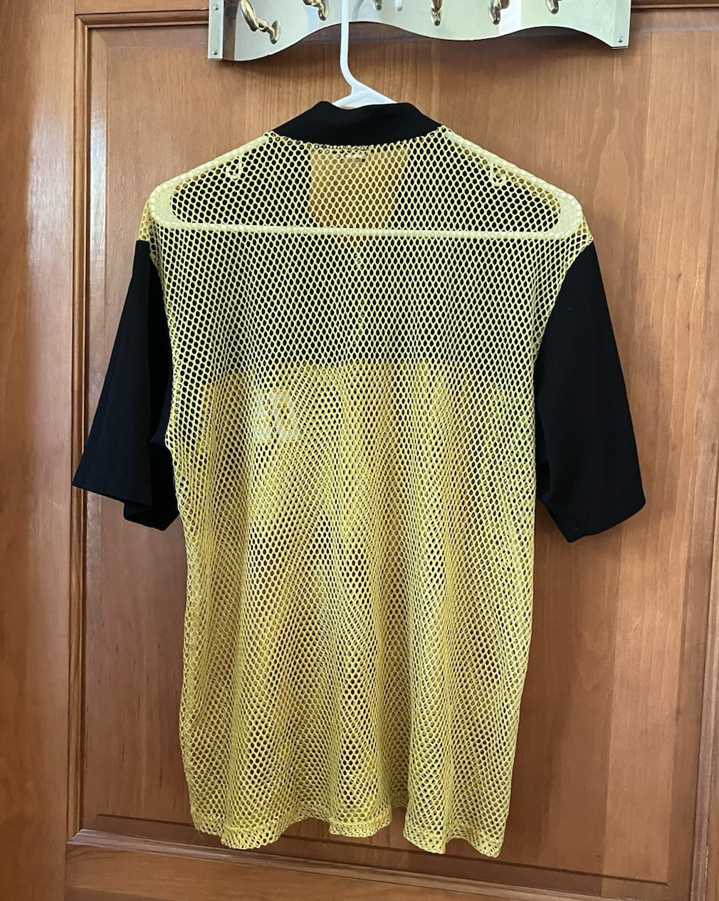 Vintage Large Fishnet Mesh Short Sleeve Yellow Top Streetwear Grunge Hip Hop!HTF