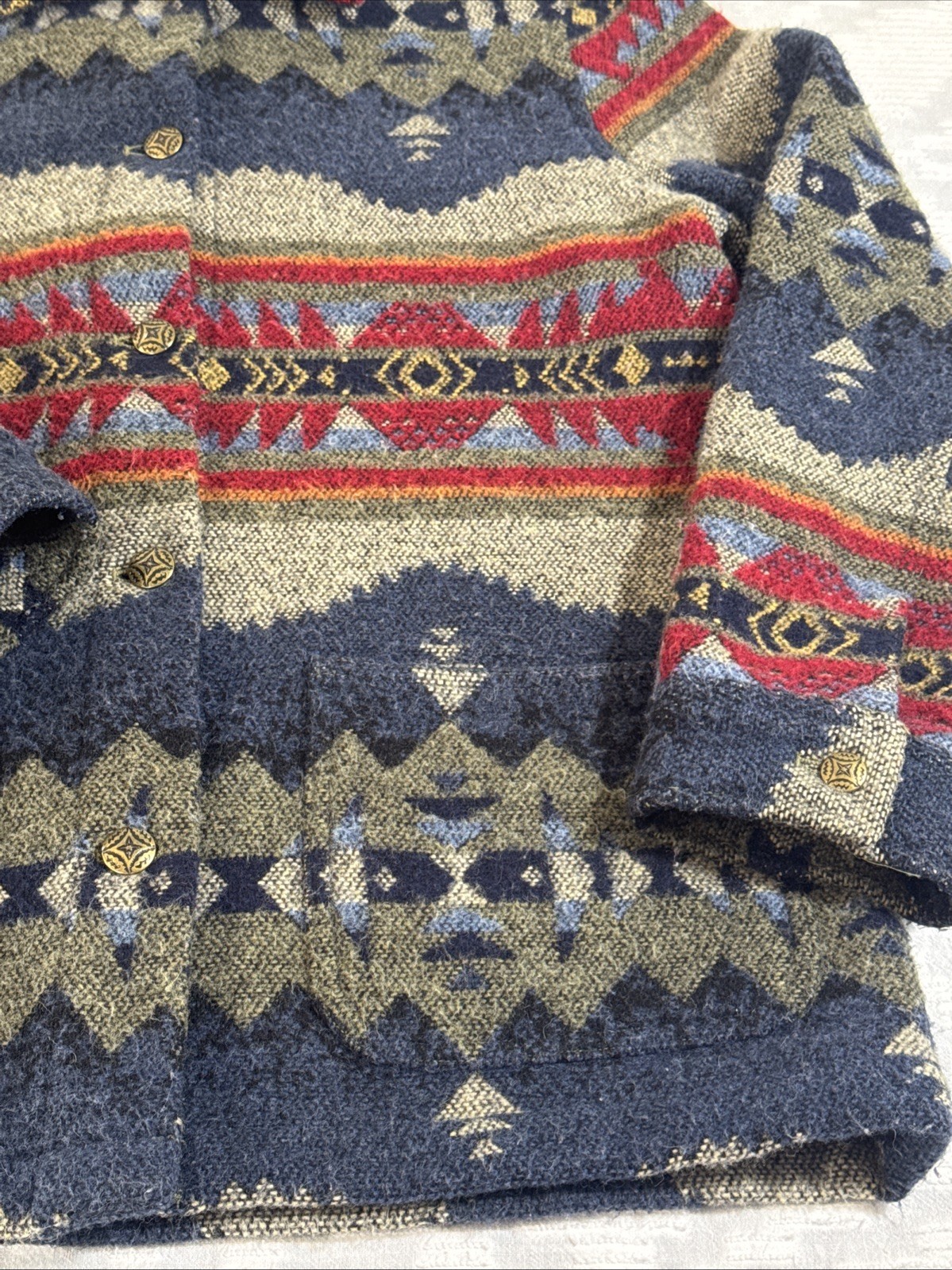 VTG Aztec Western Wool Blend Jacket Shacket Southwestern Hipster David Brooks M