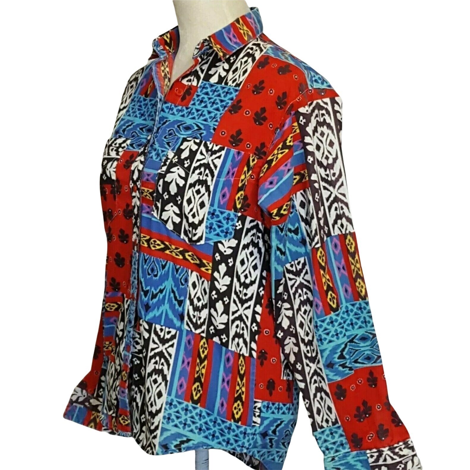 Vintage Frontier Series Shirt Womens S Aztec Southwestern Button