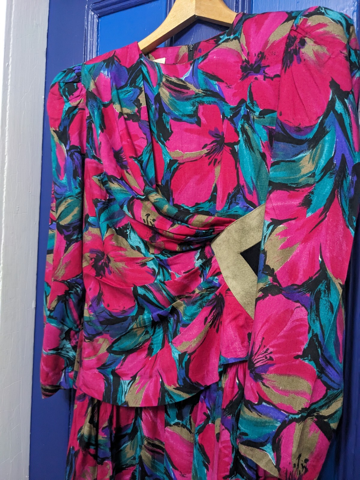 *Vintage Act 1 New York*Faux Wrap Around Dress*Size 12*Suede*Colorful