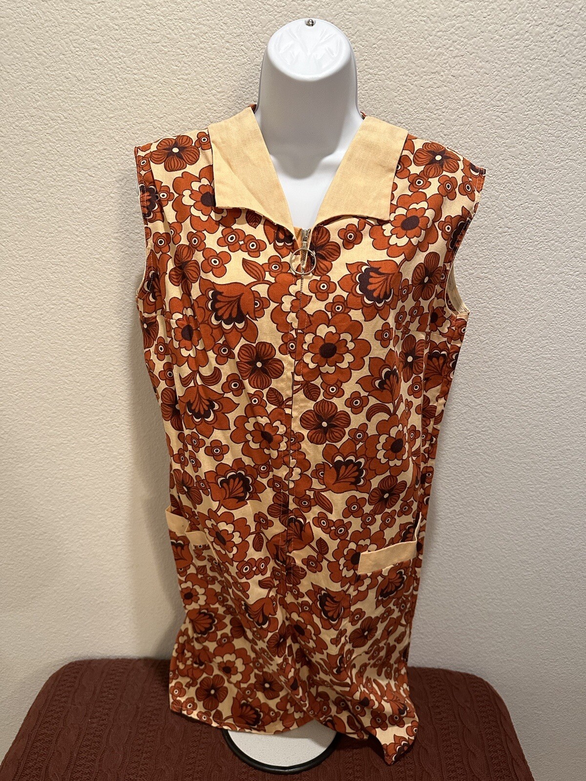 Vintage Bellanett 60s Collared MOD Zipper RETRO Shift Dress 42