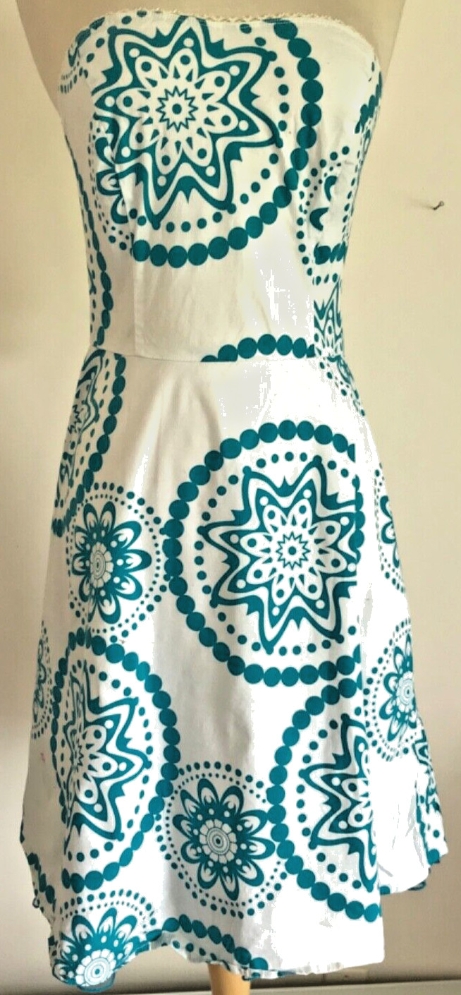 Vintage Y2K Tube Dress Empire Waist Blue White Tulle Skirt Knee 3 Ruby Rox Cute