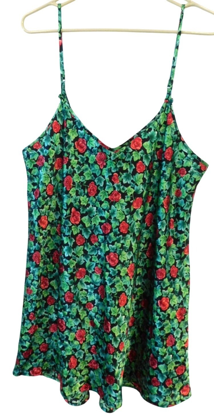 Vanity Fair XL Floral Nightgown Ivy Roses Slip Chemise Cottagecore Vintage 1990s