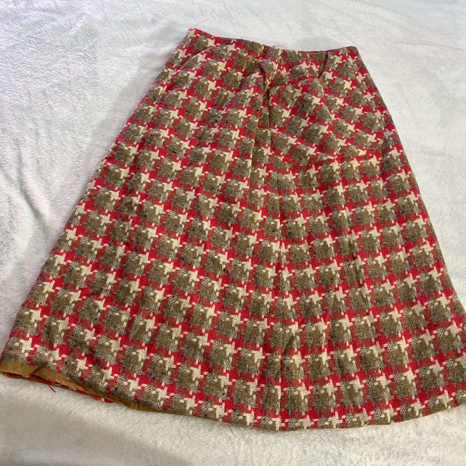 VTG McMullen MCM Skirt Tag Size 10 Multi Colored Weaved Fabric Buttons Pocket