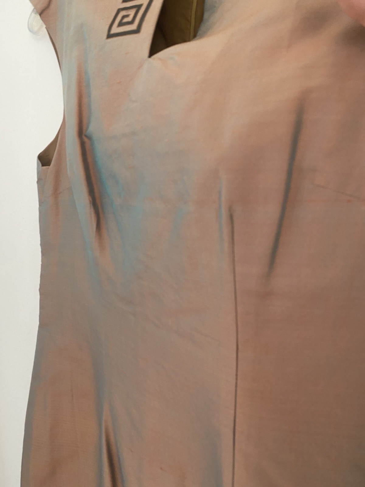 Vtg 60s Thai Silk MCM Dress Mid Century Mod Rockabilly Asian Ancient Iridescent