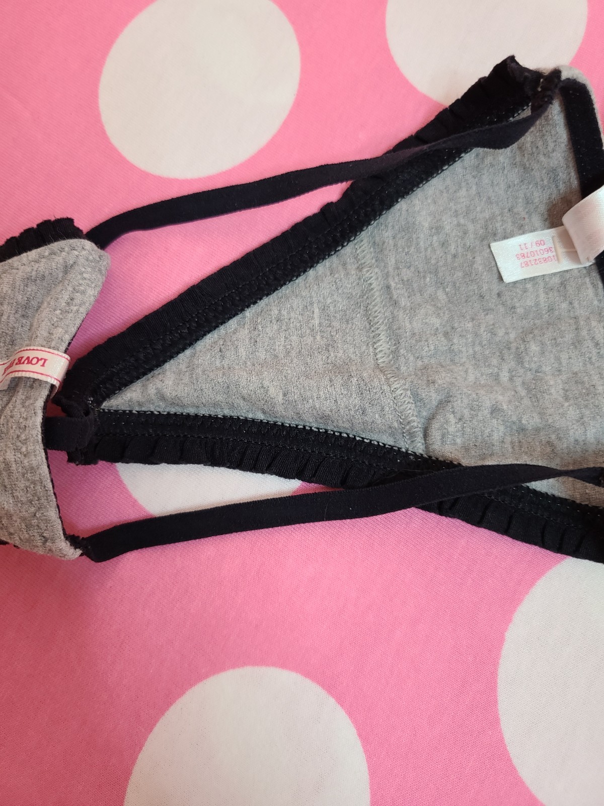 Rare VTG VS PINK Extra Low Rise Ruffle Trim Cotton V-string Thong Panty XS