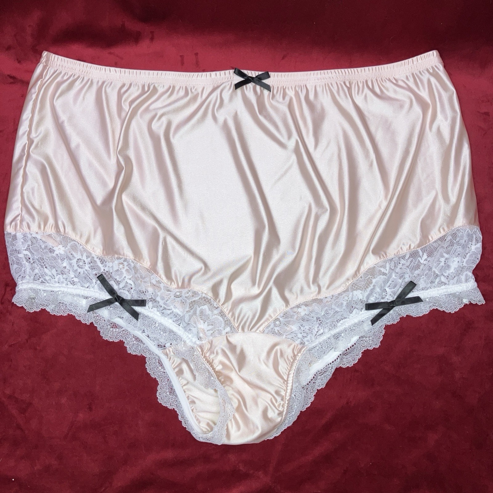 1X 2X Mushroom Gusset Granny Panty Silky Nylon Satin Brief Sissy Vintage styl