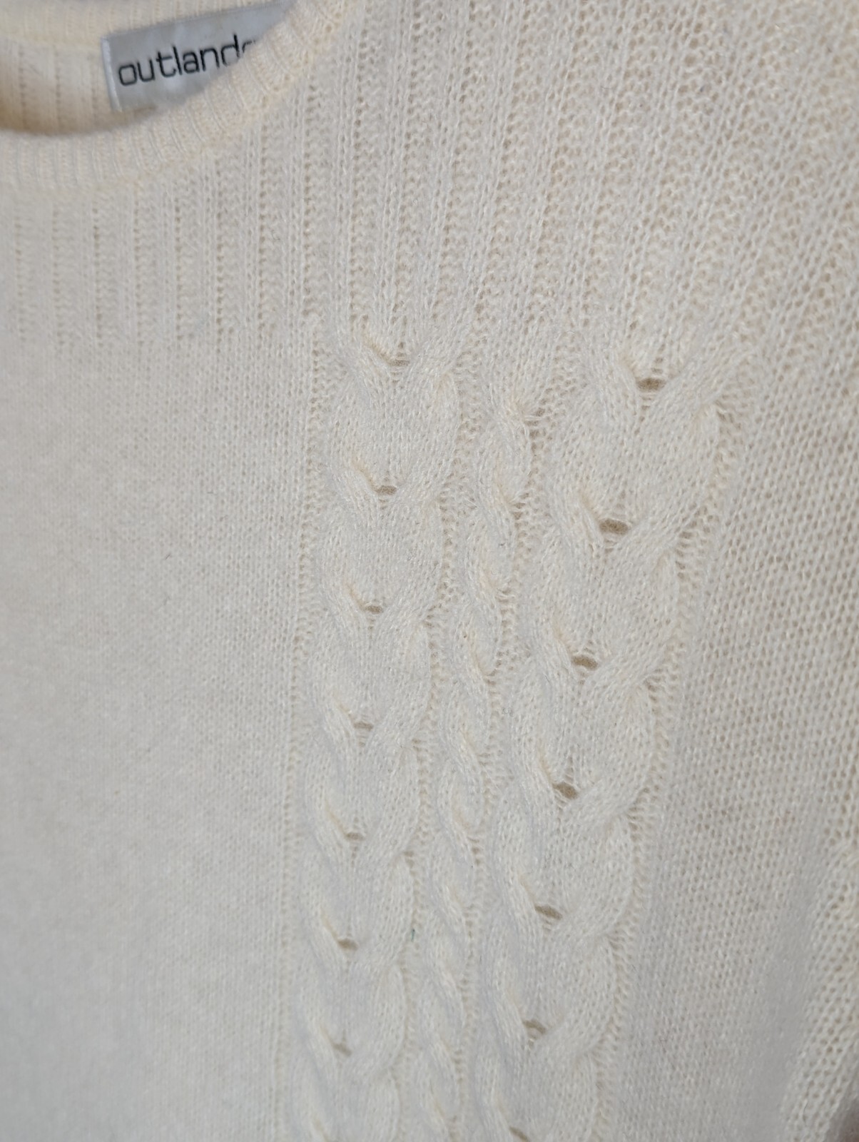 Vtg Outlander Women’s Winter White Lambswool/Angora Knit Sweater Dress Sz PS