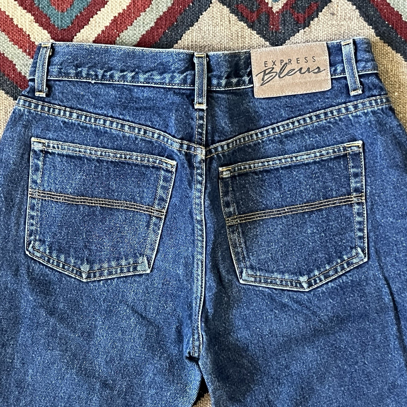 Vintage 90s Express Boot Cut Flare Bell Jeans Women’s 9/10 R USA Made Blue Denim