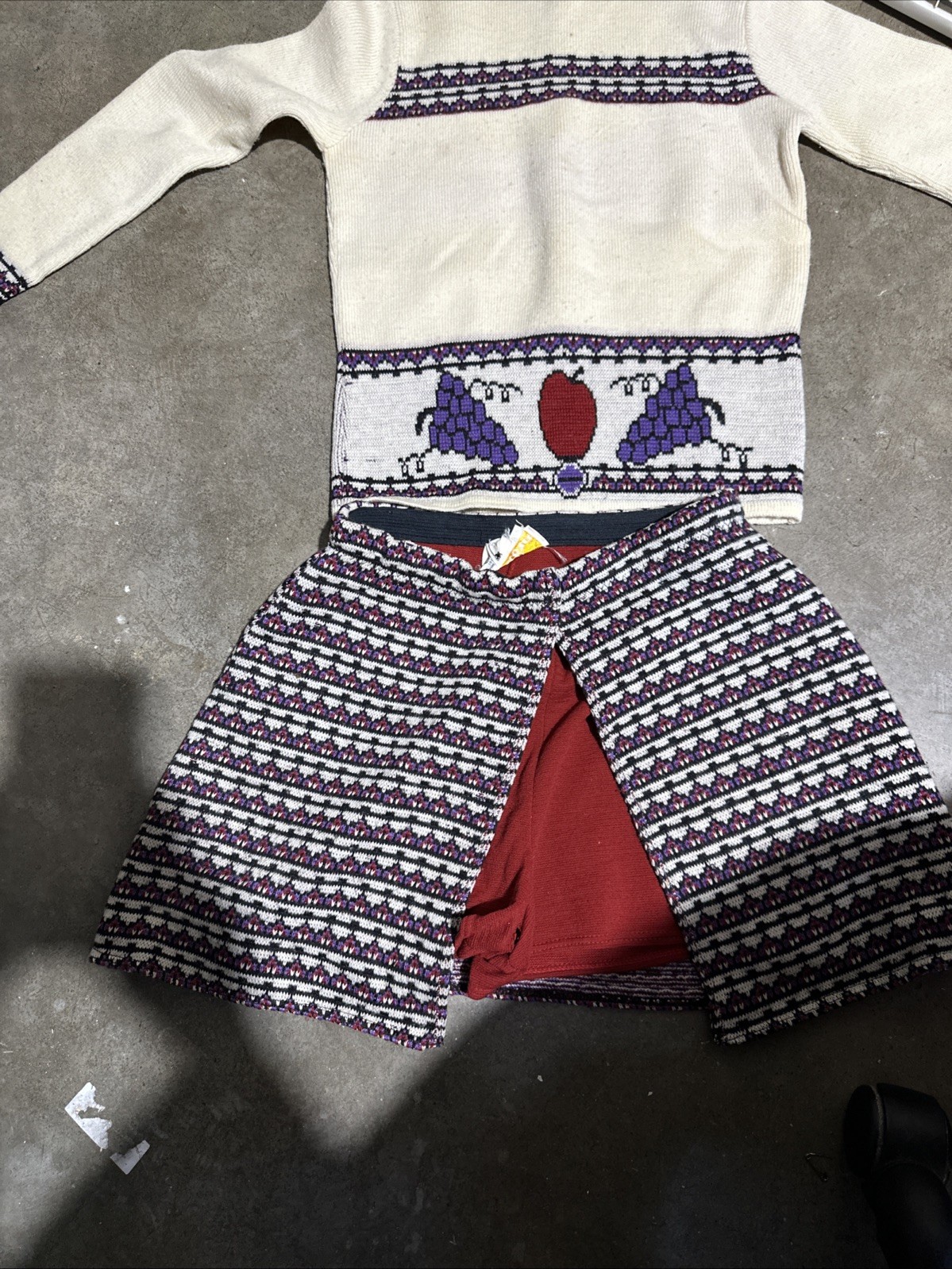 Vintage 1970s Sabra Wool Skort & Sweater Hobo Cutter Craft Fix Repair