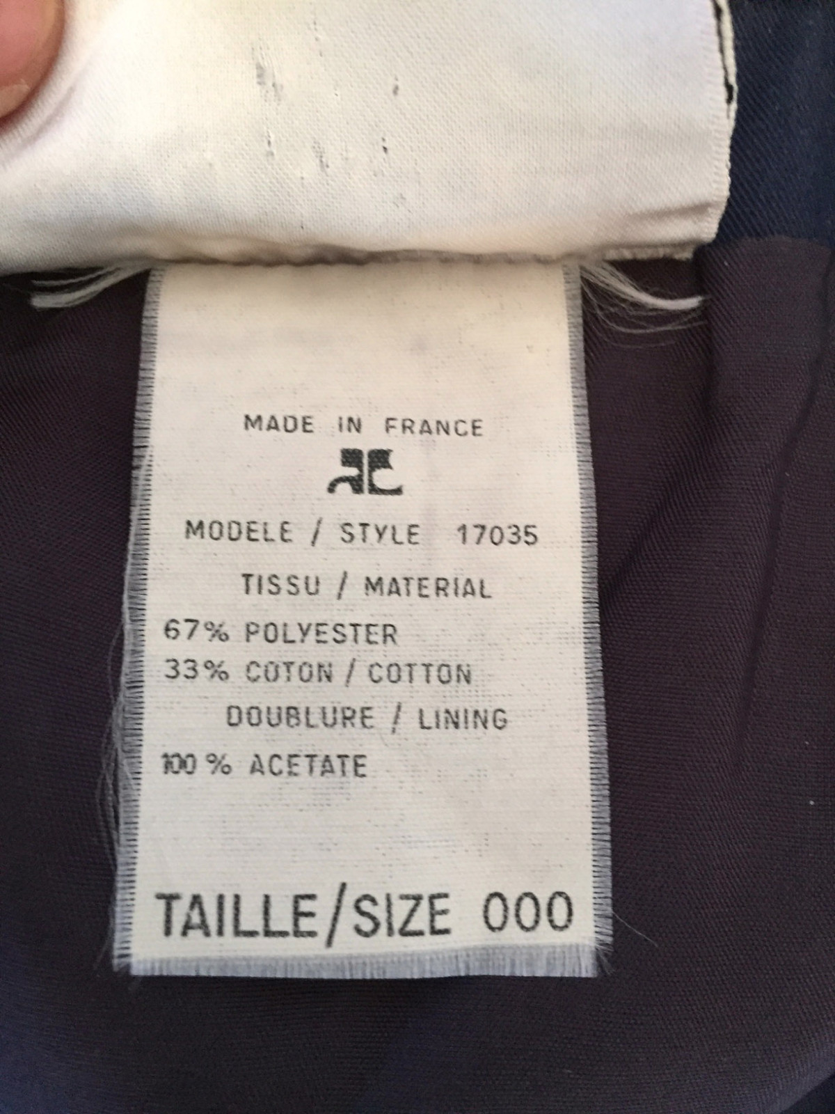 COURREGES Skirt Jacket Suit 2-Piece Size S/6 Navy Cotton Blend Vintage