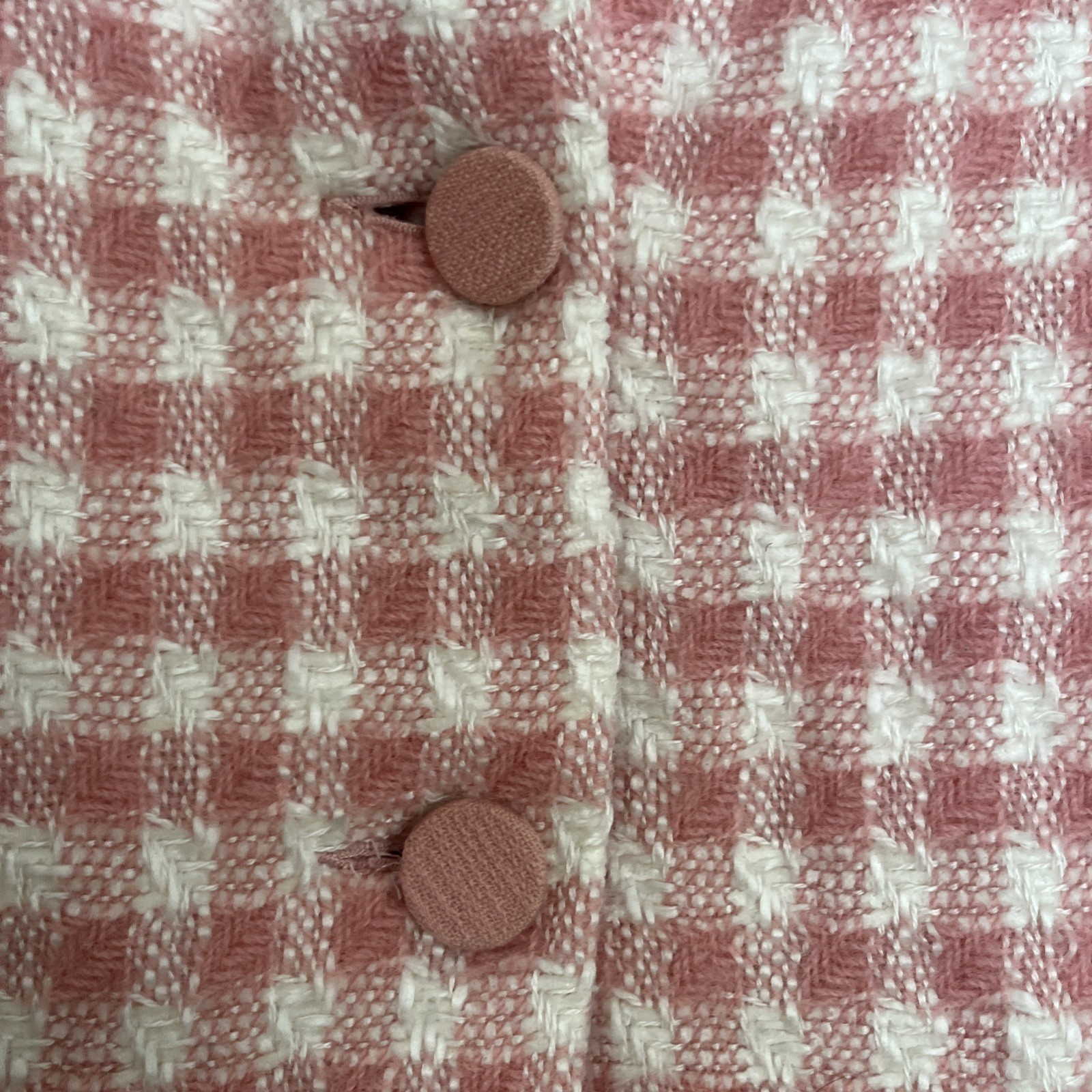 Pink Herrera Blazer Academia Houndstooth Pockets Distressed