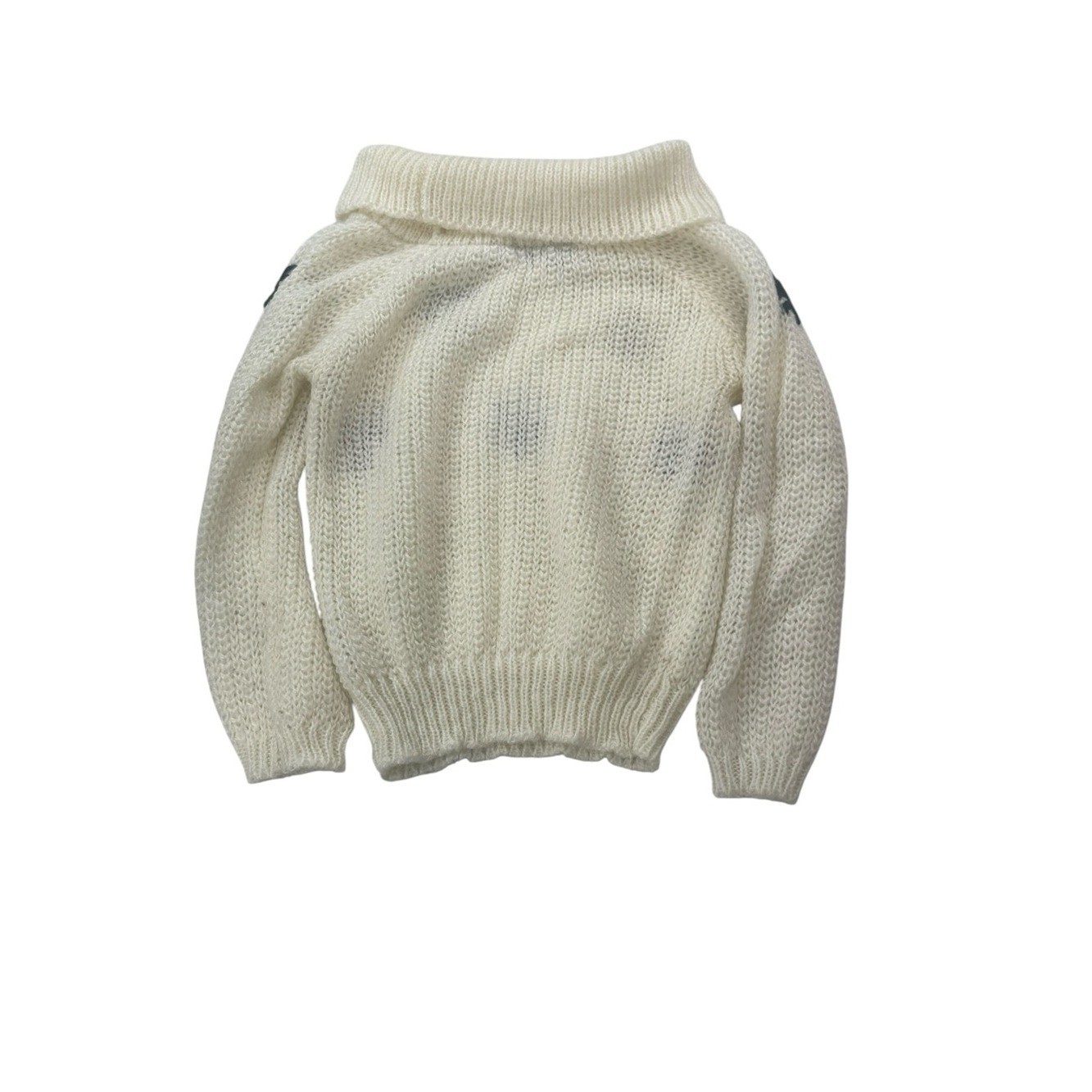 Western Connection Vintage Cream Cowl Neck Sweater w/ Multicolor Star Size Small