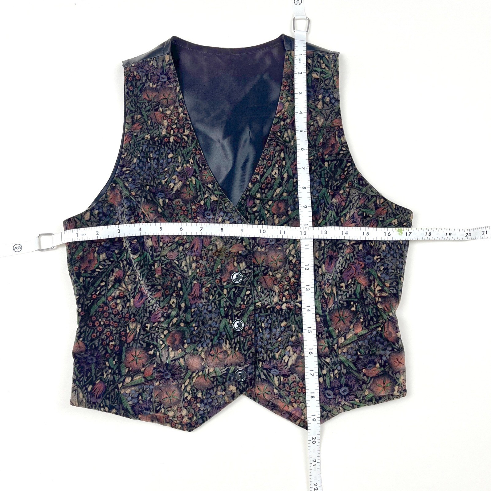 Vintage ILGWU Union Made Velvet Vest Floral Button Down 1970’s Retro Boho Size S