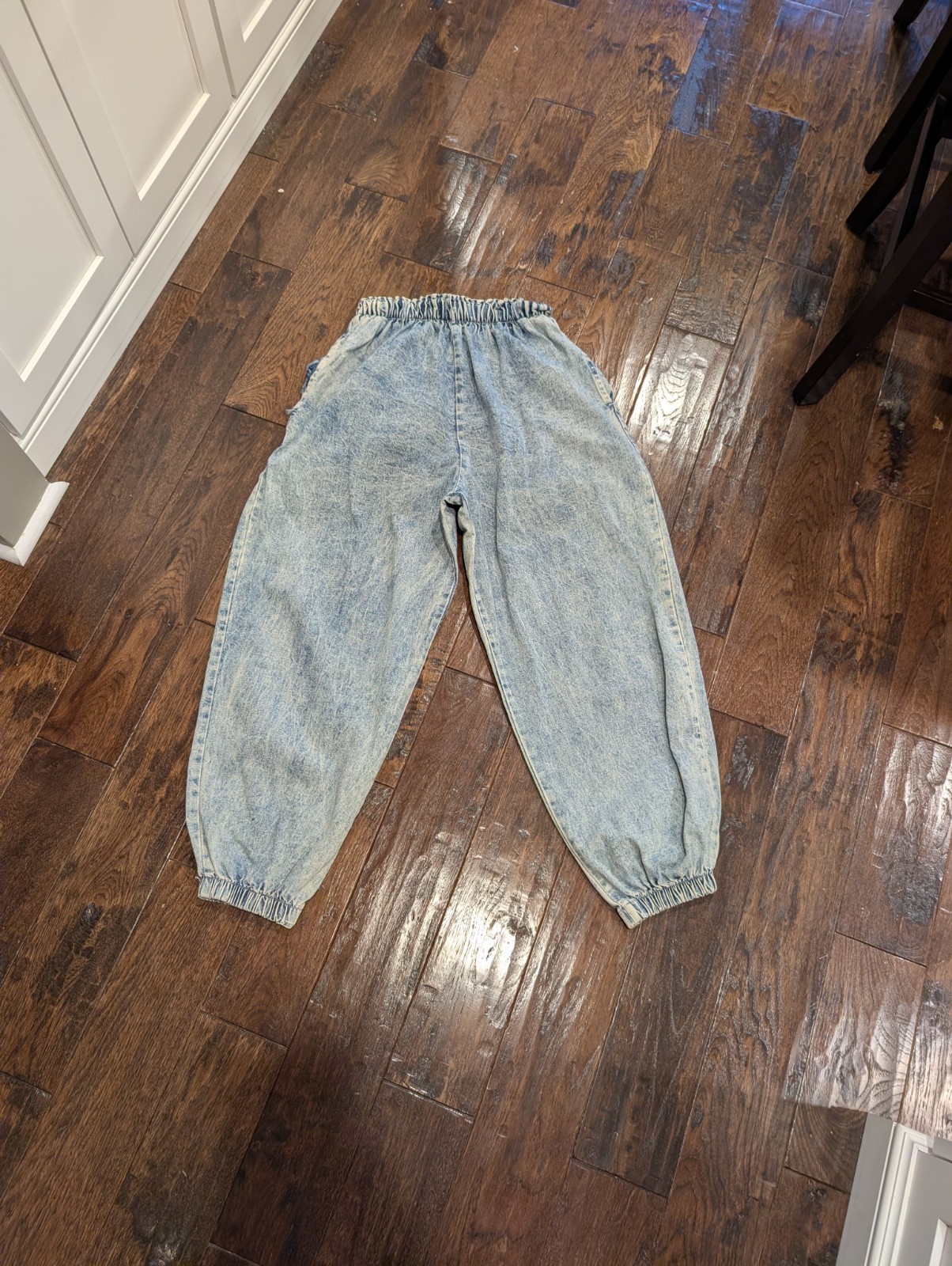 Rare Vintage 80s 90s Skidz Elastic Waist Cuff Made In USA Acid Wash Denim OSFA